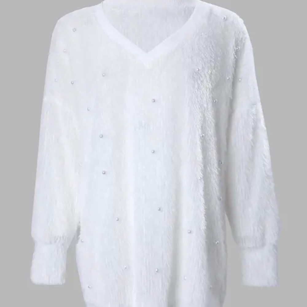 beaded Decor Long Sleeve Fluffy Top-NWT - Picture 9 of 9